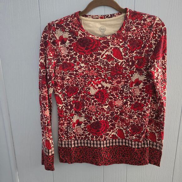 Tory Burch Long Sleeve Tee Size XXS – Floral Print, Pima Cotton, Boho Preppy - Picture 1 of 5